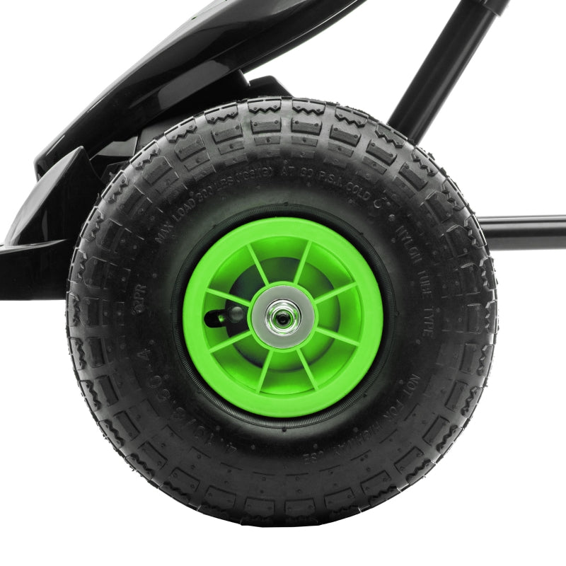 Children's Go-Kart with Pedals and Adjustable Seat, Green and Black