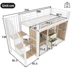 Mid-Height Bed 90x200cm with LED Lighting & Storage, White