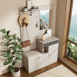 Wardrobe Set, Hallway with Mirror & Cushions, Shoe Cabinet, 110 x 185.5 x 37 cm, Compact