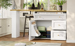 Extendable Bar Table Telescopic Storage Snack Shelf 138-204cm - White