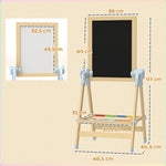 Children's Easel Double-Sided Whiteboard Chalkboard Height-Adjustable Paper Roll Natural