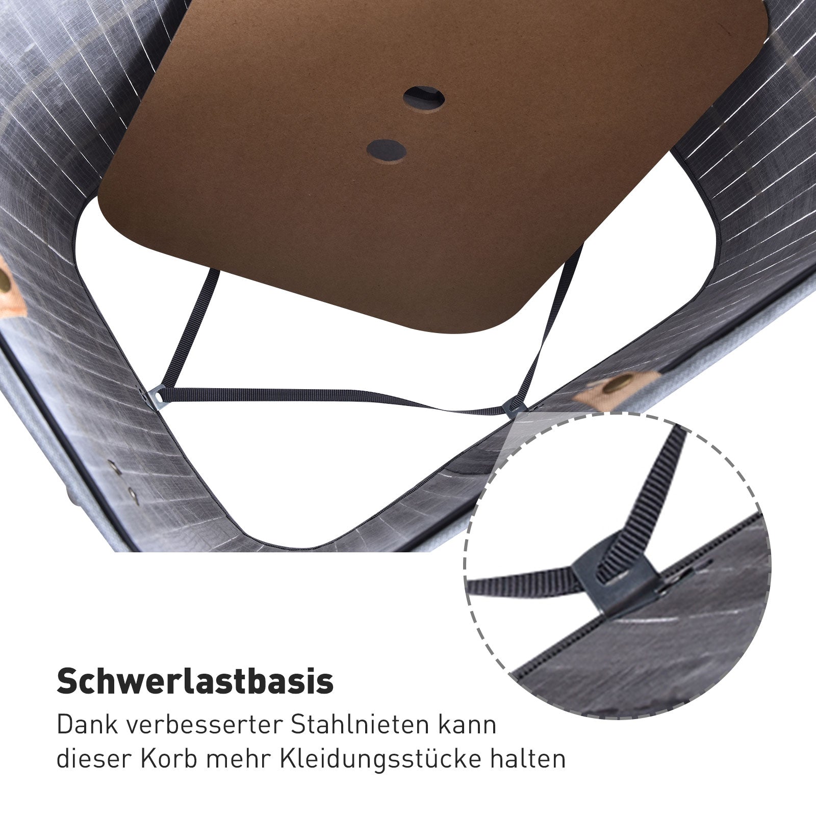 Laundry Basket 72L Foldable with Lid, Bamboo, Grey