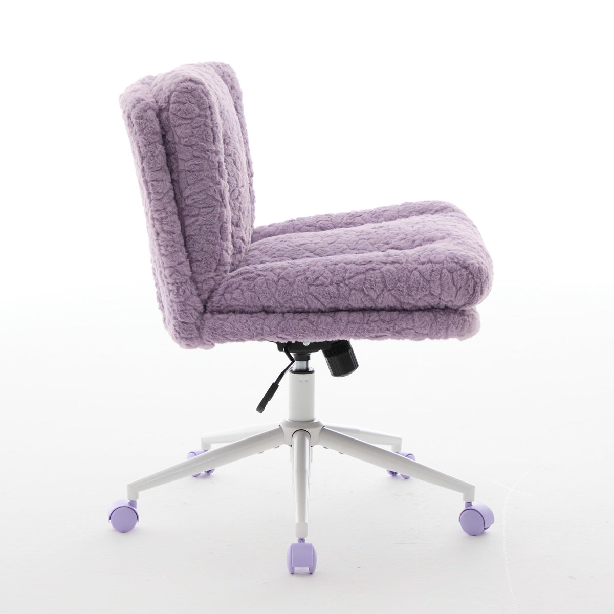 Office Chair with 26.4 Inch Wide Adjustable Swivel Seat, Violet Artificial Rabbit Hair