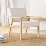 Lounge Chair with Armrests, Dining Relaxing Upholstered, Cream White