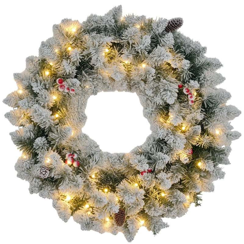 Christmas Wreath, LED Lighting, Red Berries, Green