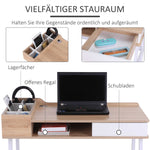 Desk with Storage & Drawer, Large Top, Wood