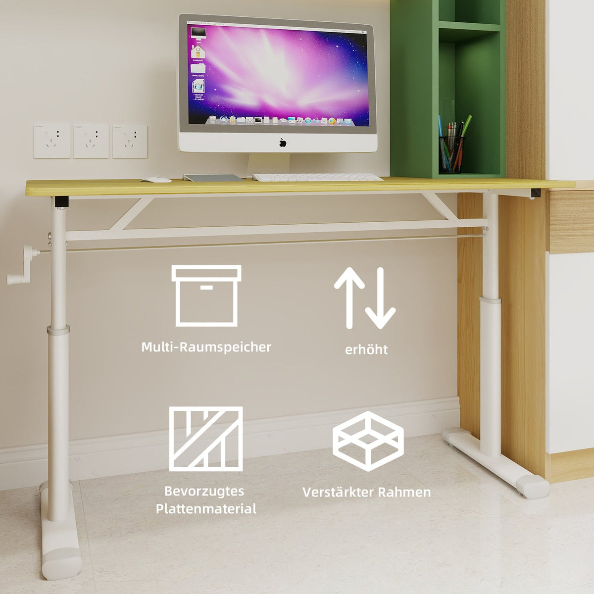 Adjustable Study Desk, Height-Adjustable Multi-Purpose Home/Office, Compact Design