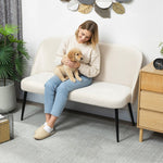 2-Seater Sofa Modern Upholstered Metal Wood Frame Velvety Fabric Beige