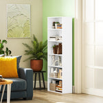 Bookcase, 5-Tier Standing with Adjustable Shelves, White