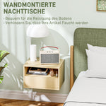 Hanging Bedside Tables, Floating Nightstand with Drawer, Natural Wood
