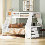 Bunk Bed with Table & Storage, 90x200/140x200 cm, White