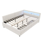 Daybed Sofa Bed 140x200cm Storage USB/Type-C LED 2 Drawers - Linen Beige