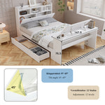 Children's Bed 140x200cm with Storage & Desk in White Wood