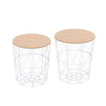 Coffee Tables, Set of 2, Side Table, MDF Metal, Natural White