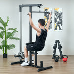 Power Station Fitness Station, Adjustable Seat & Pulley, Steel, Black
