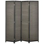 Folding Screen 4-Part, 180 x 180 cm Room Divider, Brown Bamboo