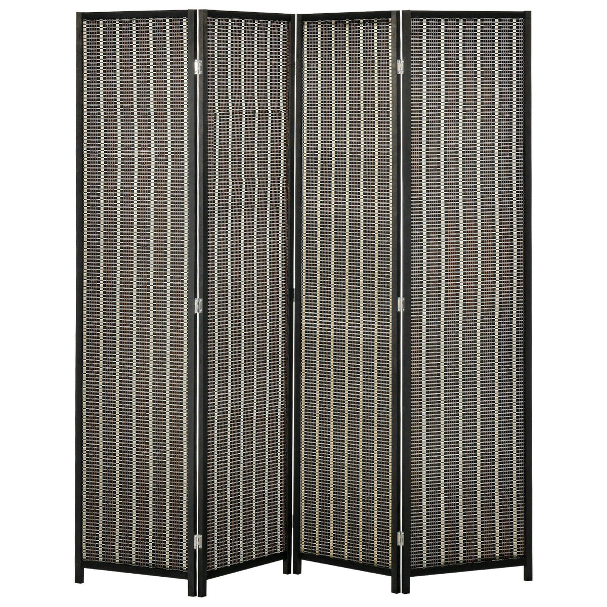 Folding Screen 4-Part, 180 x 180 cm Room Divider, Brown Bamboo
