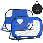 Pop-up football goals, set of 2 portable foldable mini goals with carrying bag, blue