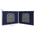 Side Panels for Gazebo, 3x3m and 3x6m with Window and Door, Oxford, Blue