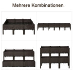 Raised Bed Planter 6-Piece Rattan Look with Drainage Holes Brown