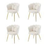 Chairs, 4 Modern Velvet Petal Back Upholstered with Gold Metal Legs and Butterfly Cushions, Velvet