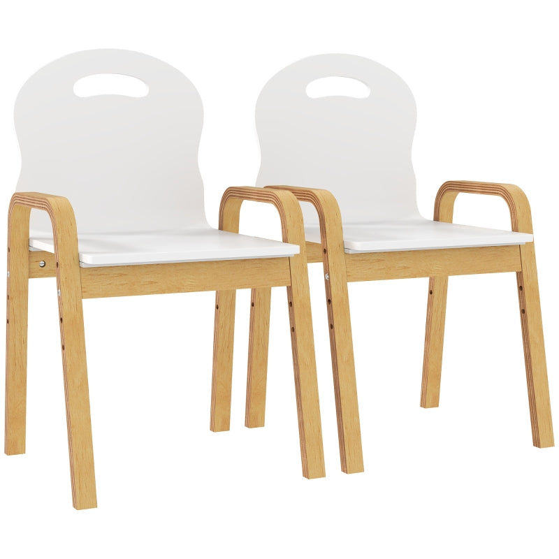 Children's Chair Set Wooden Non-Slip Height Adjustable, White