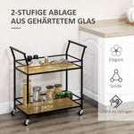 Kitchen Trolley Serving Cart with 2 Shelves and Wheels, Metal Black