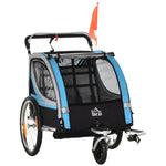 Child Trailer, Stroller, 5-Point Safety Belt, Steel, Blue