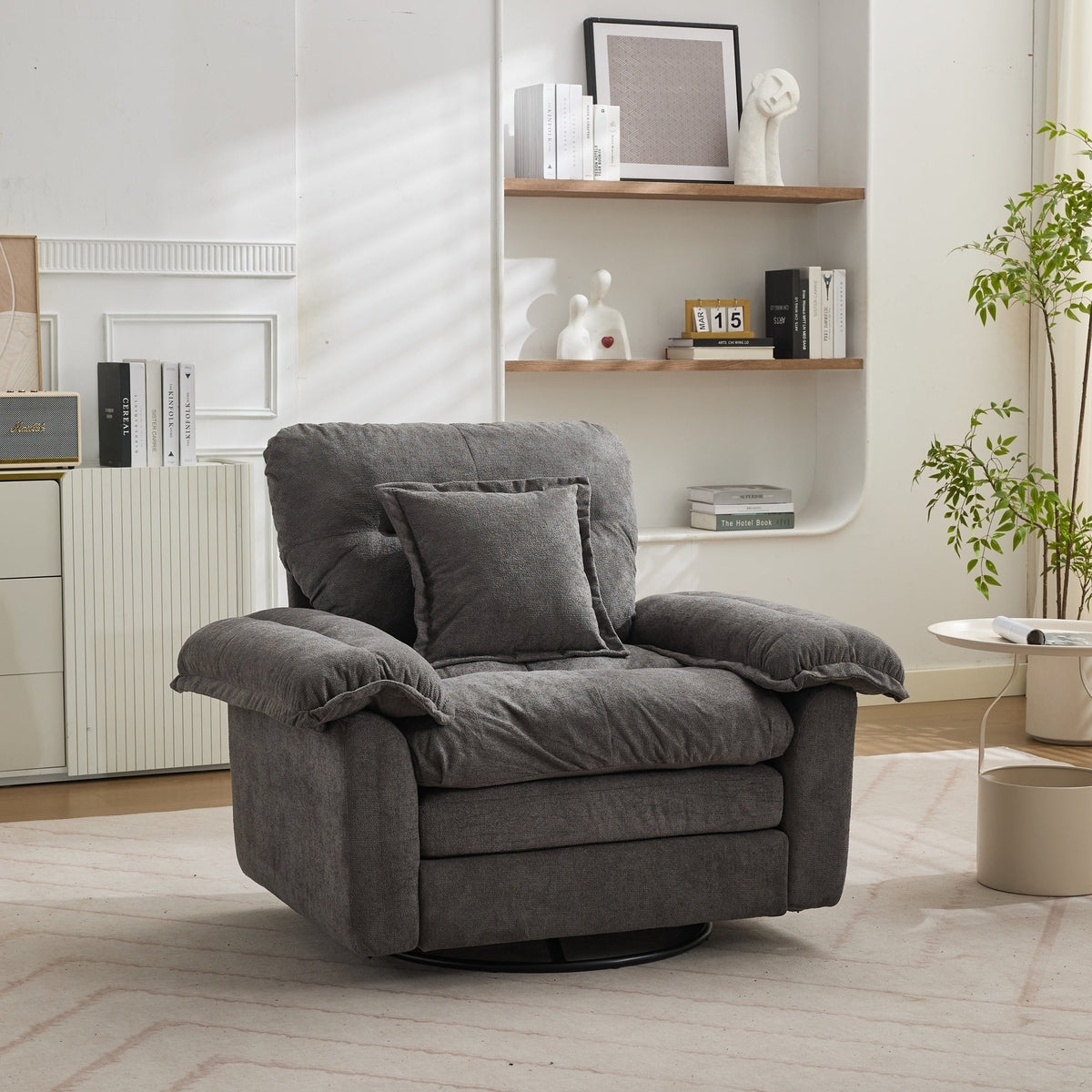 2-Piece Sofa Set with Single Sofa and Loveseat, Double-Layered Cushions and Pillows, Chenille
