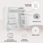 Bathroom Vanity Unit with Ceramic Sink and Drop-down Drawer, White