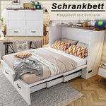 Folding Bed 140x200cm with Storage & Socket, White Metal Frame
