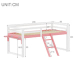 Children's Loft Bed 90x200cm with Ladder, White-Pink Solid Pine