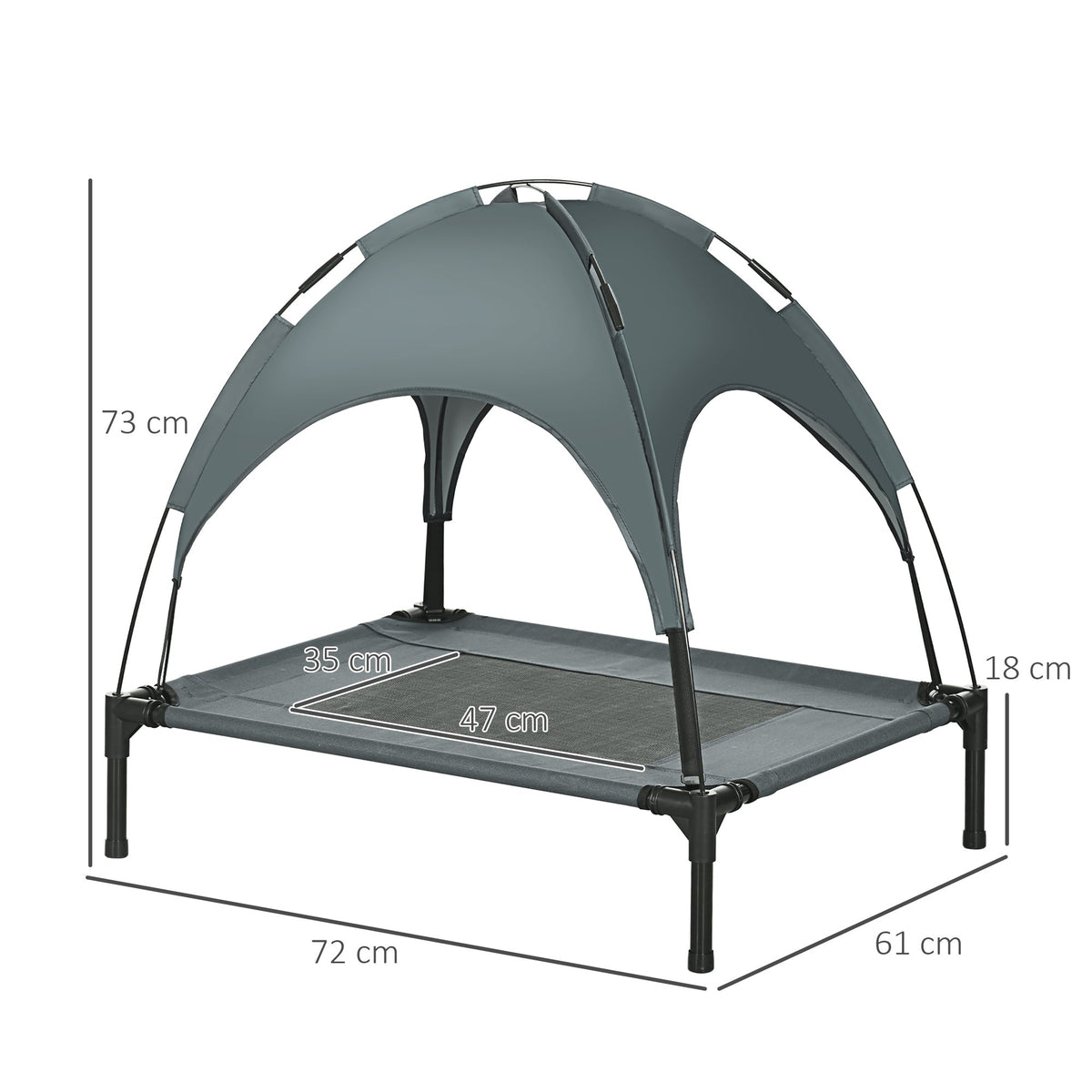 Outdoor Dog Bed, Raised Breathable Taffeta, Grey