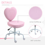Swivel Chair Executive Computer Chair, Height Adjustable Heart-Shaped Upholstery, Pink Linen Fabric