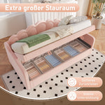 Daybed Sofa Bed 90x200cm Hydraulic Storage LED - Velvet Pink