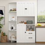 Corner Wardrobe Display Cabinet, 3 Cabinets 2 Drawers, 14 Storage Areas, 104x35x155cm, White