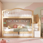 Children's Bunk Bed 90x200 with Storage & Stairs, White & Oak