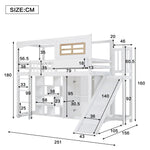 Bunk Bed Children's Slide Wardrobe Storage 90x200cm, Pine/White