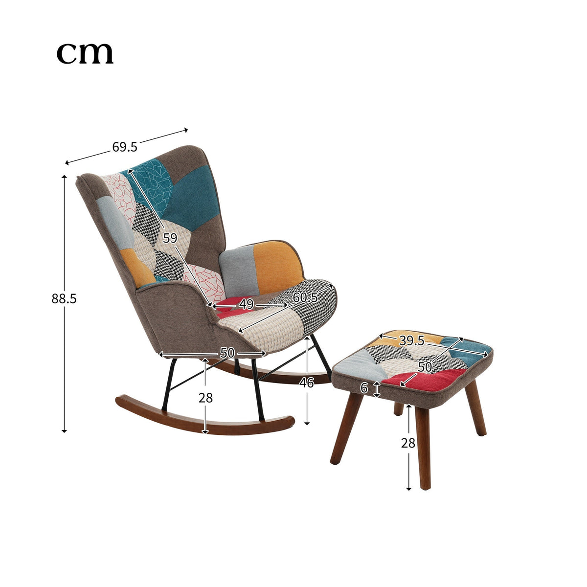 Rocking Chairs, Leisure with Splicing, Footrest