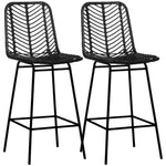 Bar Stools, Set of 2, Footrest, Bistro, Steel Black