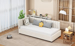 Upholstered Bed Sofa Bed, 90x200 Multifunctional with Slatted Frame, Beige Velvet Fabric