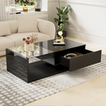 Coffee Table with Glass and LED Effect, High-Gloss Black