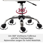 Office Chair, Adjustable Height, 120 kg, White Leather