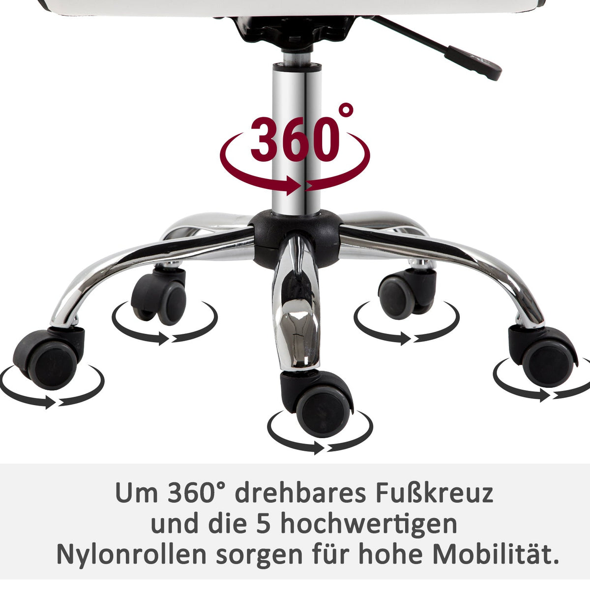 Office Chair, Adjustable Height, 120 kg, White Leather