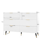 Sideboard, Modern Design Chest of Drawers, Wood, White and Gold