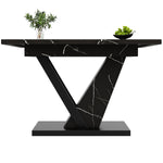 Telescopic Dining Table Extendable 120-160cm Marble Pattern - Black