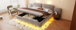 Upholstered Bed 180x200cm with Storage & LED, Grey Velvet