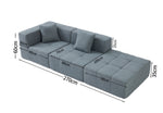 Shaped Convertible Modular Couch 3-Seat Boneless No Assembly - Gray