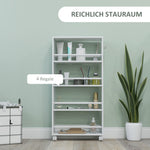 Rolling Trolley 4-Shelf Narrow Serving Storage 45x15x91cm White