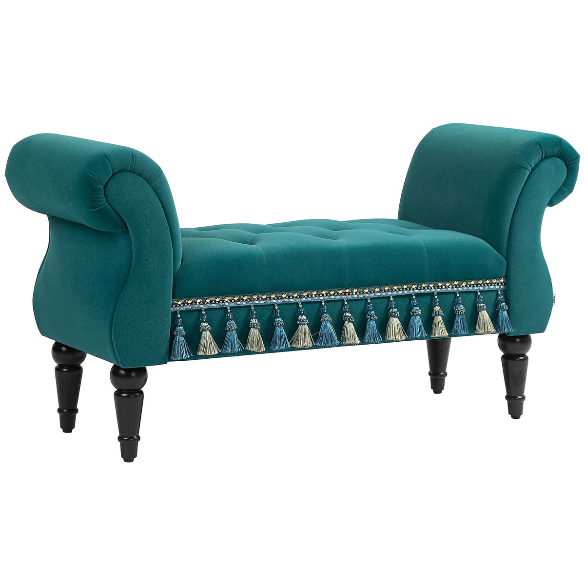 Bench, Upholstered Velvet Look 117 x 40 x 58 cm, Green